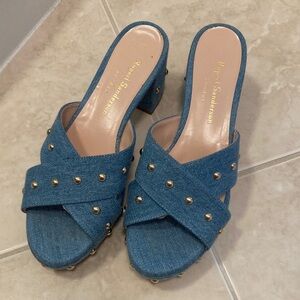 Rupert Sanderson Blue Denim Platform Mules